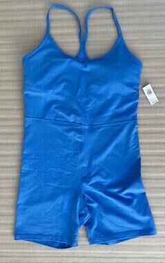 NWT Old Navy Active PowerChill Go-Dry Biker Shorts Romper – Blue – Women’s Large
